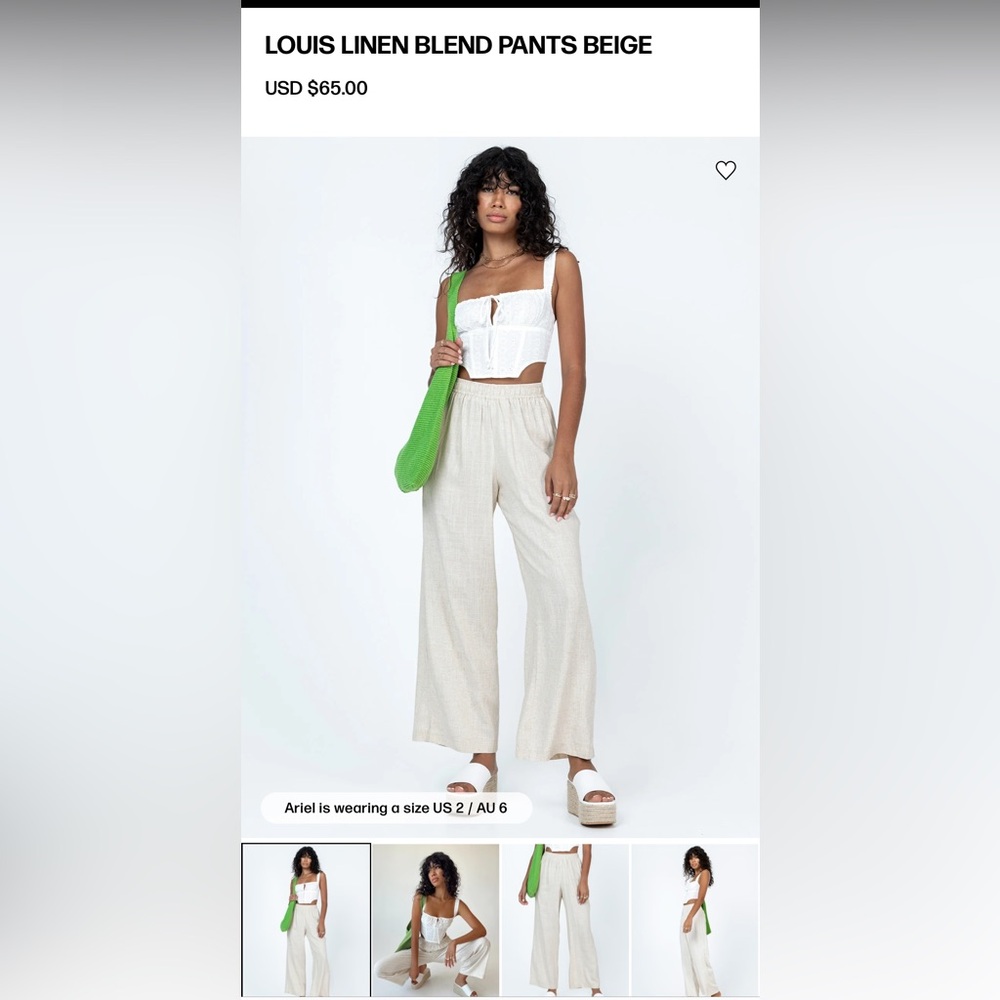 Princess Polly Cream Wide-Leg Pants